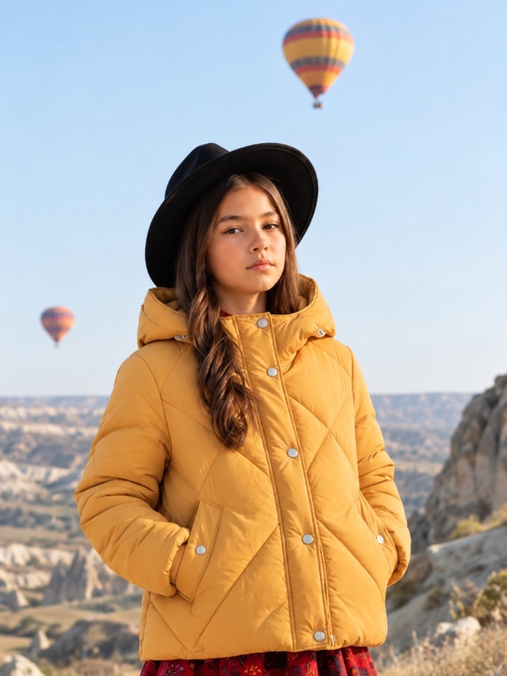Zara girls mustard puff jacket